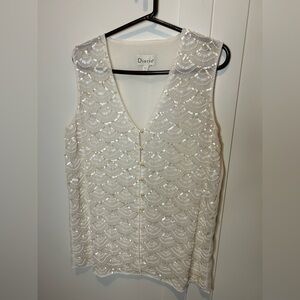 Women's Cream Sequin Top